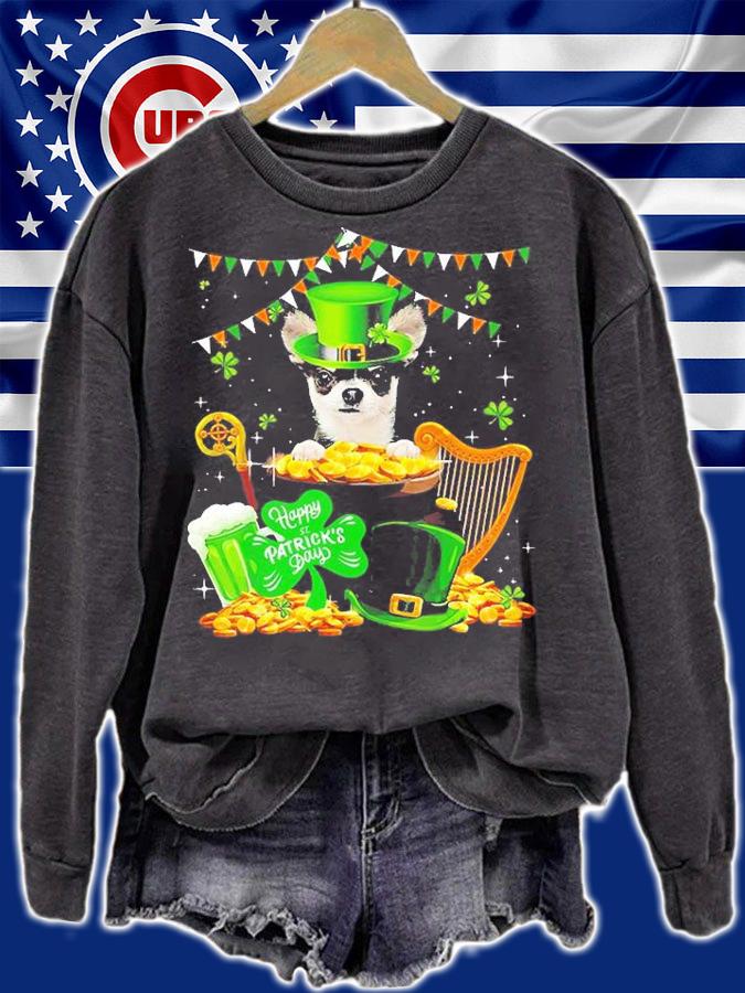 Chihuahua Dog Irish Shamrock St Patrick's Day T-Shirt sweatshirt