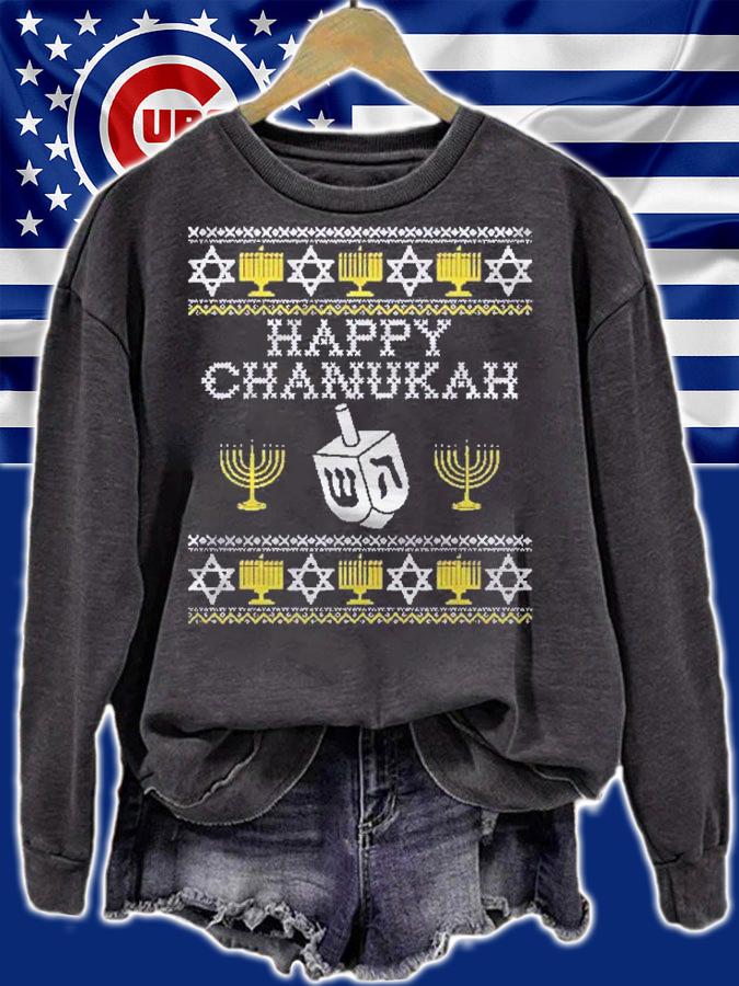 Happy Chanukah Ugly Sweater Funny Hanukkah Christmas Gifts Pullover Shirt