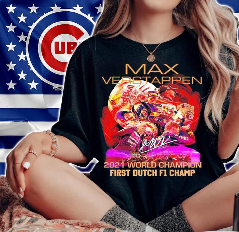 Max Verstappen 2021 World Champion First Dutch F1 Champ Signatures Shirt