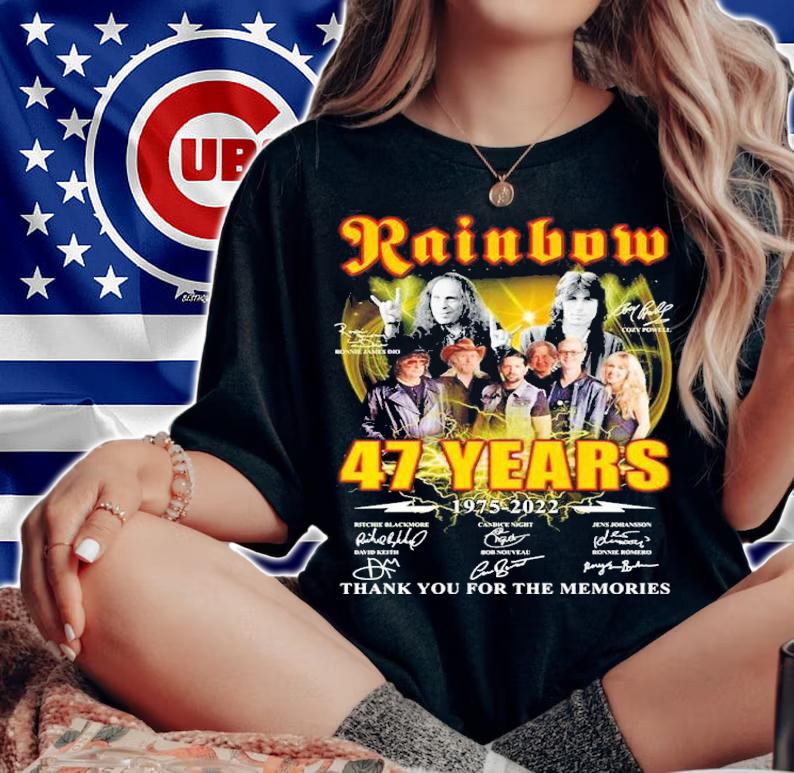 Rainbow 47 Years 1975-2022 Signatures Thank You For The Memories Shirt woman shirt