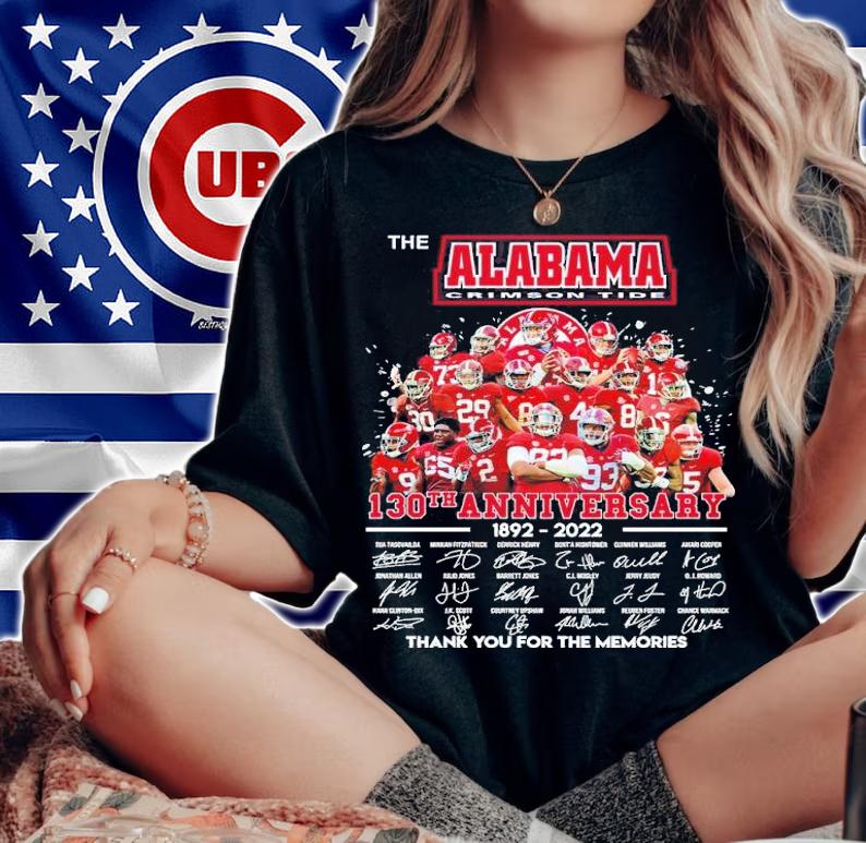 The Alabama Crimson Tide 130th Anniversary 1892-2022 Signatures Thank You For The Memories Shirt woman shirt