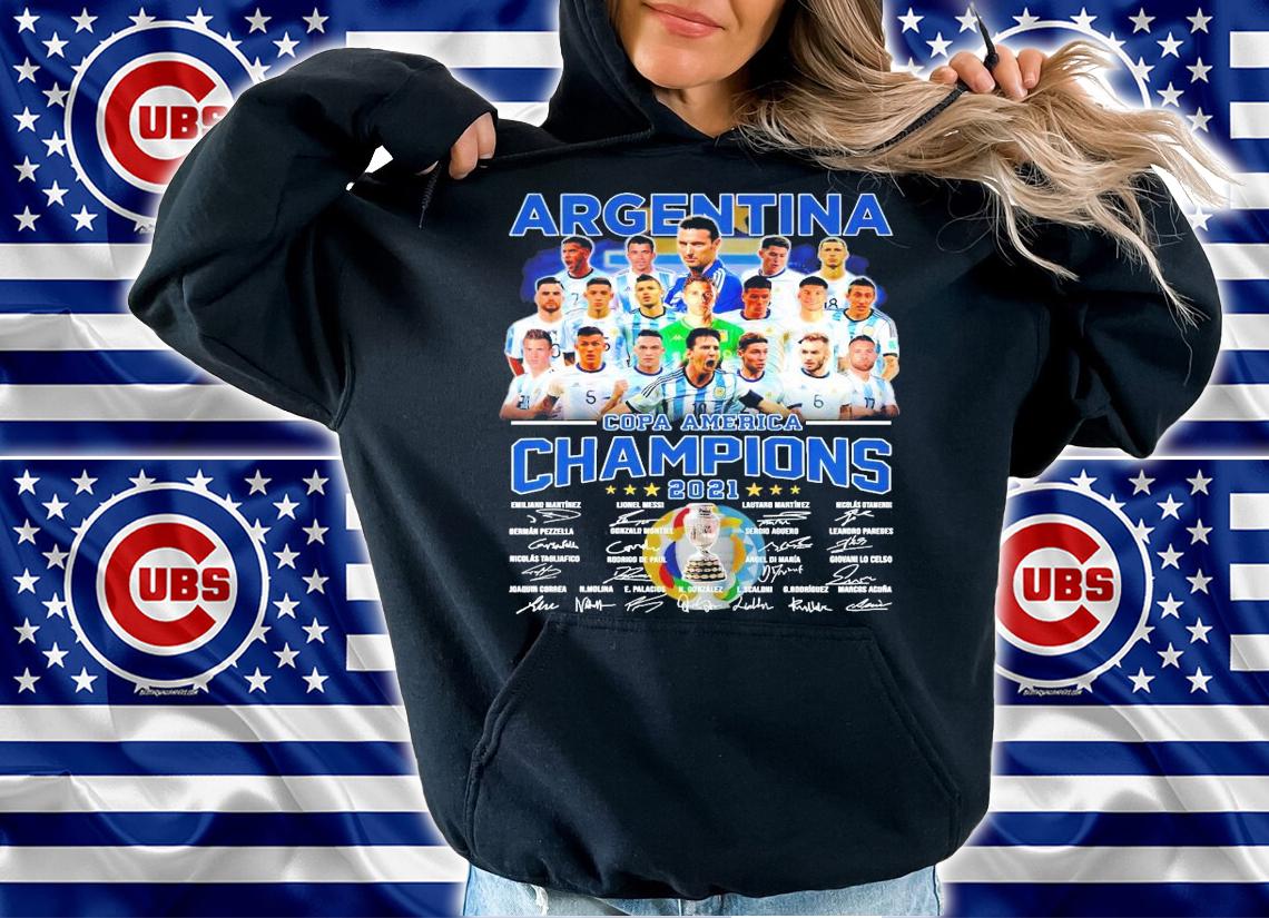 Argentina Copa America champions 2021 signatures t-shirt hoodie