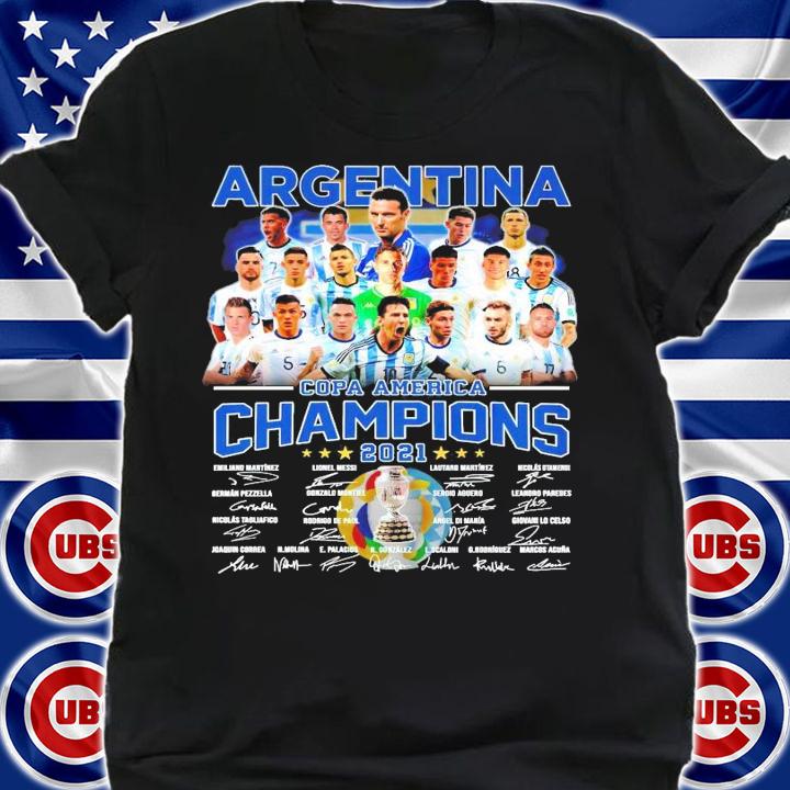 Argentina Copa America champions 2021 signatures t-shirt shirt
