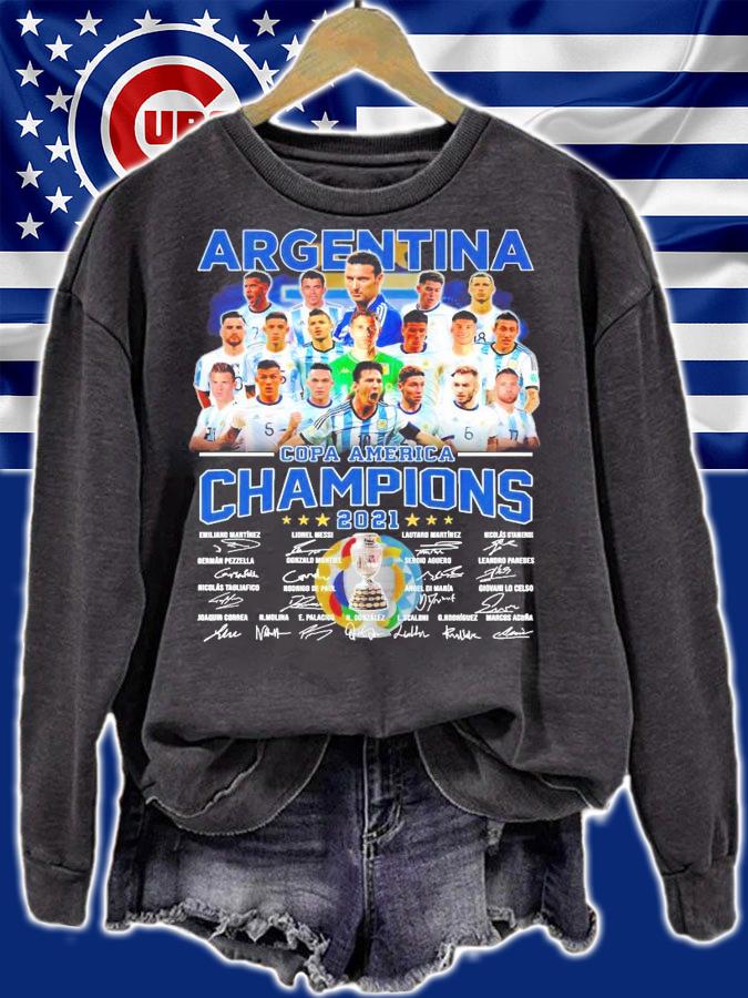 Argentina Copa America champions 2021 signatures t-shirt sweatshirt