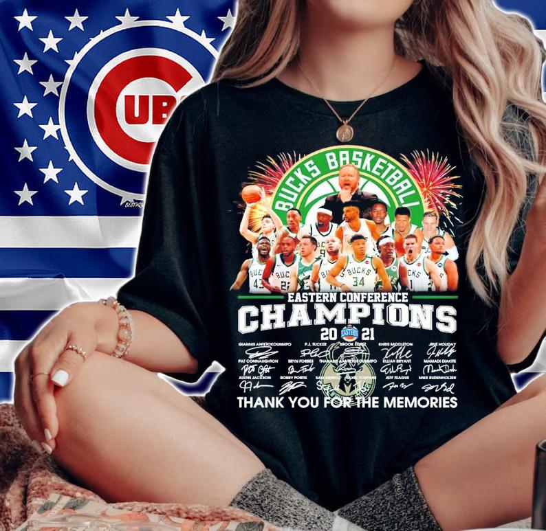 Milwaukee Ducks basketball Eastern Conference Champions 2021 signatures shirt