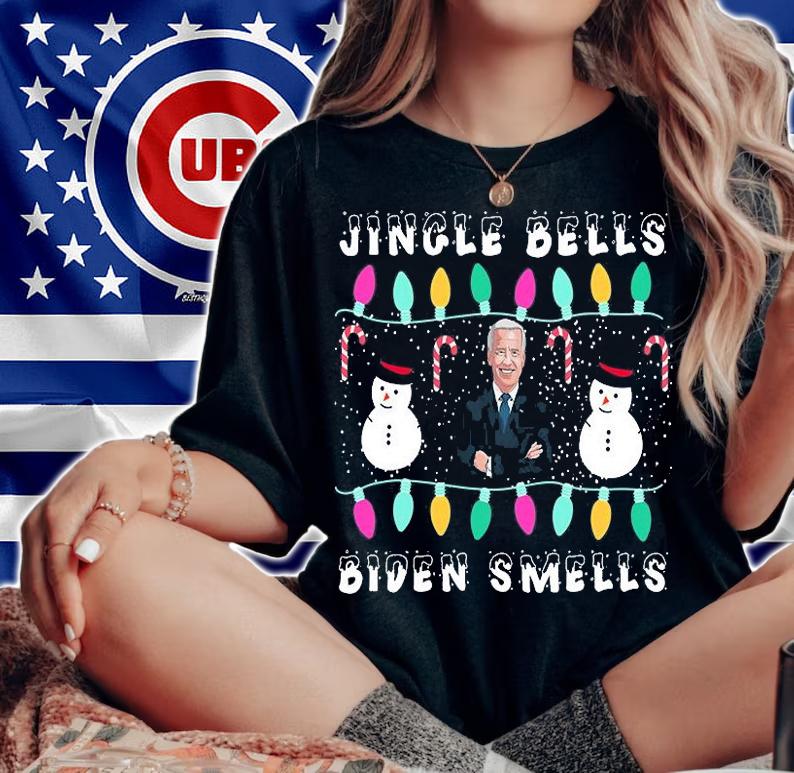Santa Biden Jingle Bells Biden Smells Anti Biden Christmas T-Shirt woman shirt