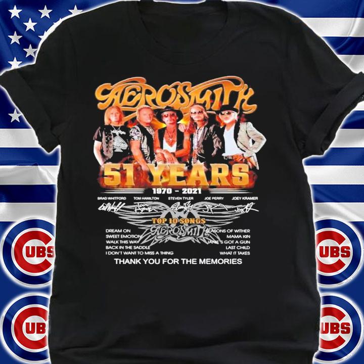 Aerosmith 51 years 19702-2021 signatures shirt shirt