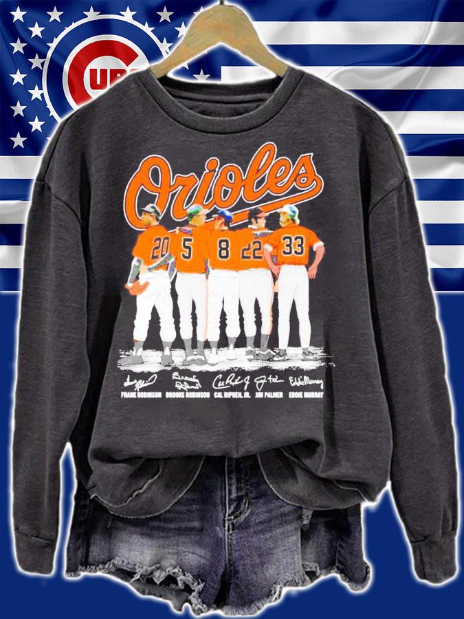Baltimore Orioles Frank Robinson Brooks Robinson Cal Ripken.Jp Jim Palmer Eddie Murray signature shirt sweatshirt