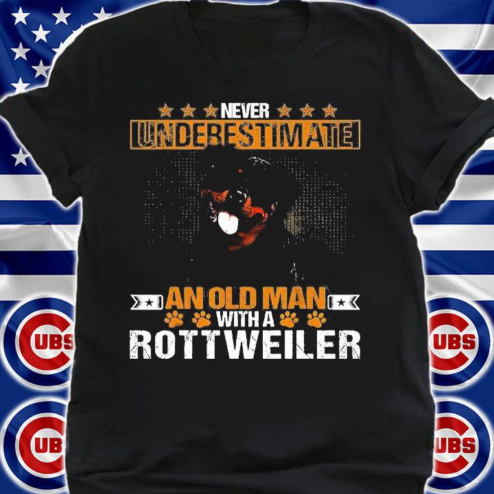 Never Underestimate An Old Man With Picture A Rottweiler T-Shirt shirt