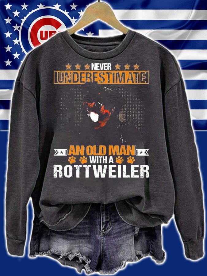 Never Underestimate An Old Man With Picture A Rottweiler T-Shirt sweatshirt