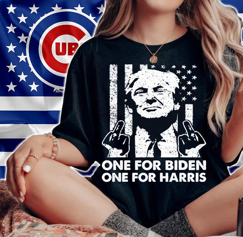 Trump middle finger one for Biden one for Harris T-shirt