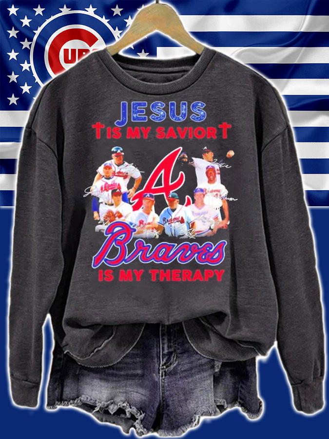 Jesus is my savior Atlanta Braves is my therapy signatures shirt sweatshirt