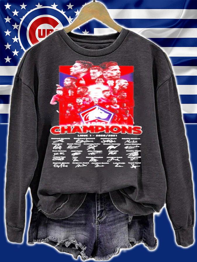 LOSC Champions Ligue 1 2020 2021 signatures shirt sweatshirt