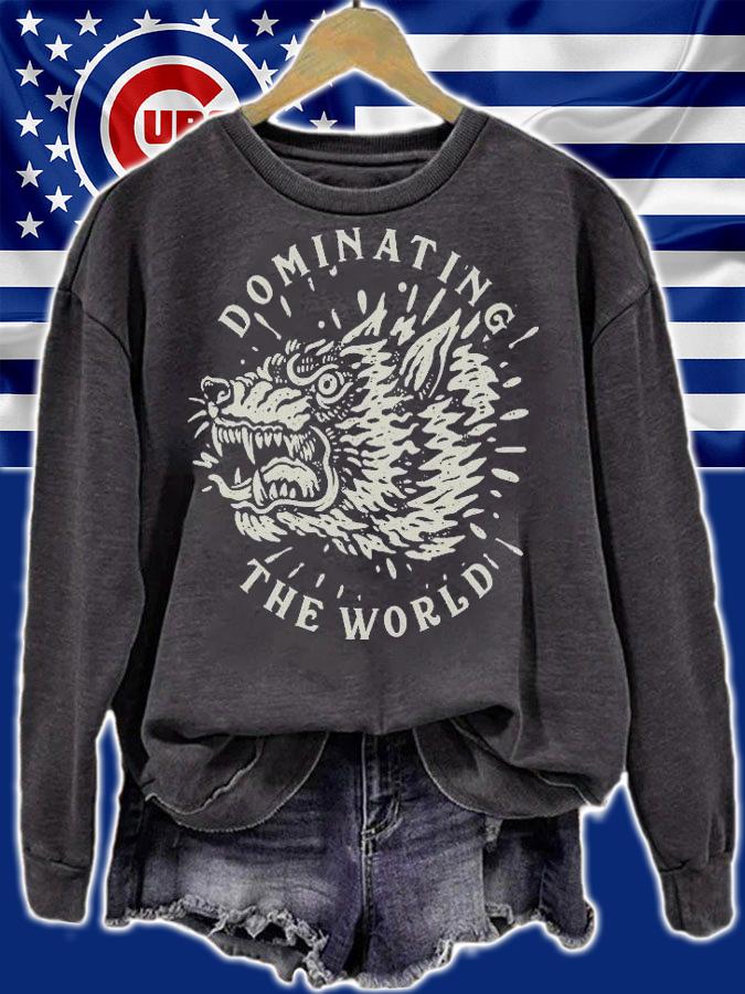 Dominating the world angry Wolf head T-shirt sweatshirt