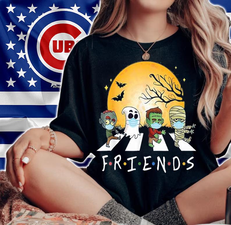 Friends Horror Halloween Walking Under The Moon Ghost T-Shirt