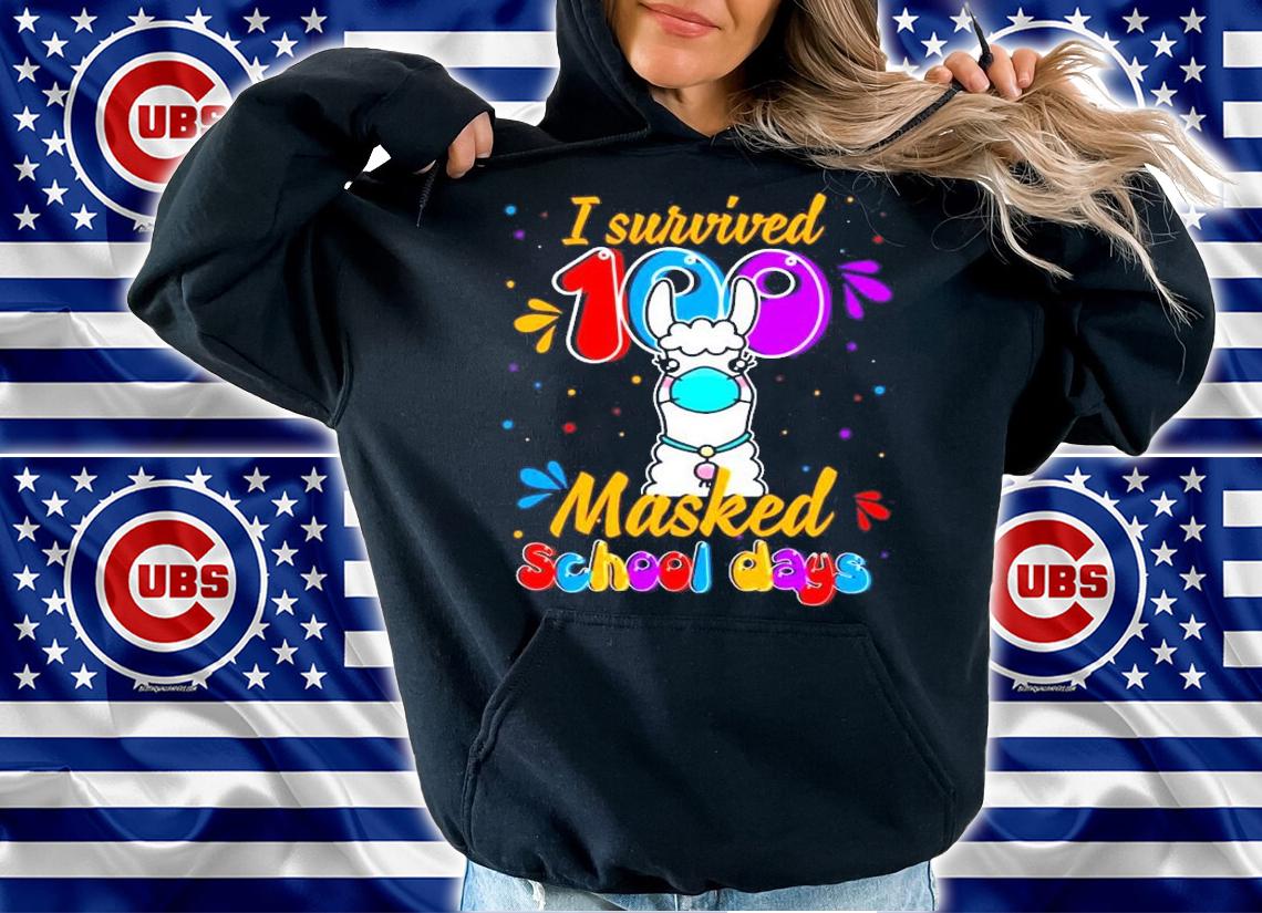 Llama face mask I survived 100 masked school days shirt