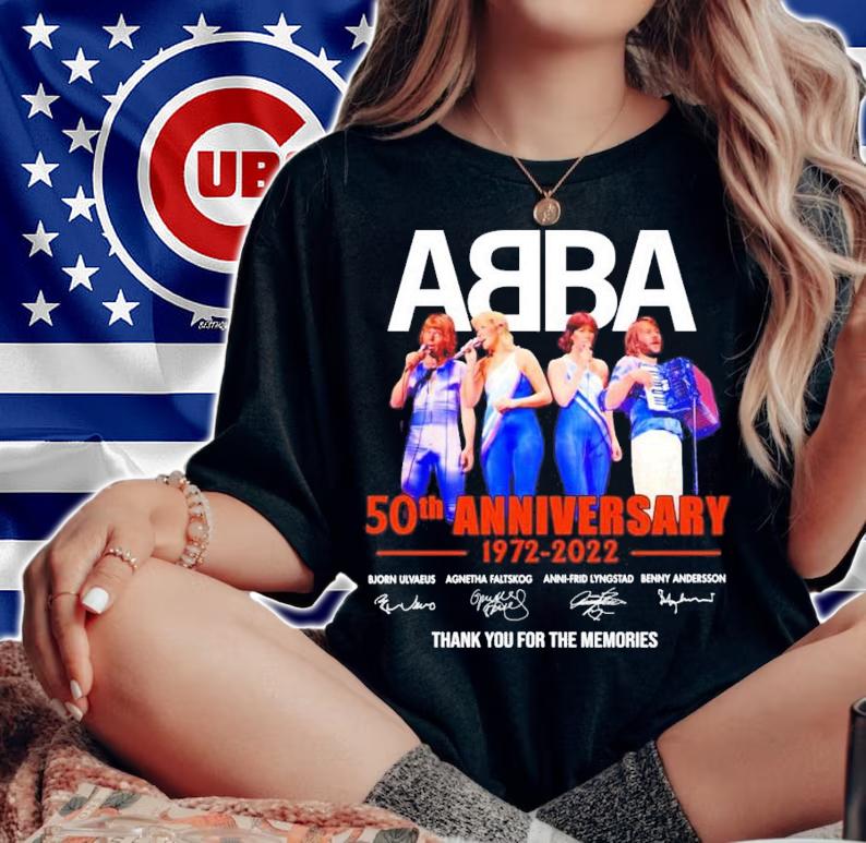 Official ABBA 50th anniversary 1972-2022 signatures shirt