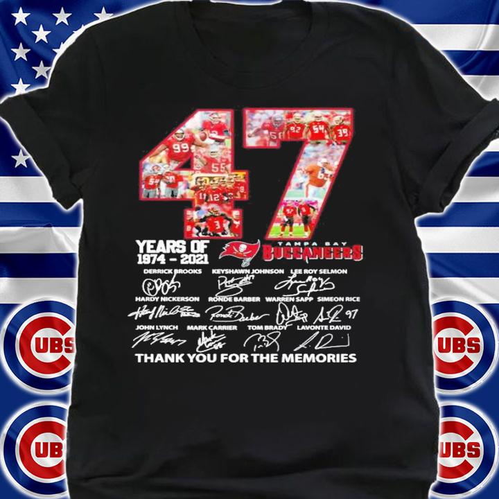 47 years of Tampa Bay Buccaneers 1974 2021 thank you for the memories shirt shirt