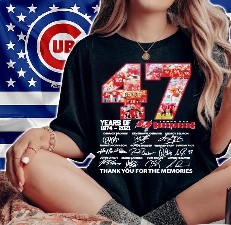 47 years of Tampa Bay Buccaneers 1974 2021 thank you for the memories shirt woman shirt