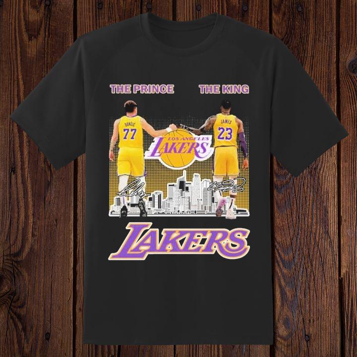 Luka Doncic LeBron James The Prince The King Lakers Signed Shirt