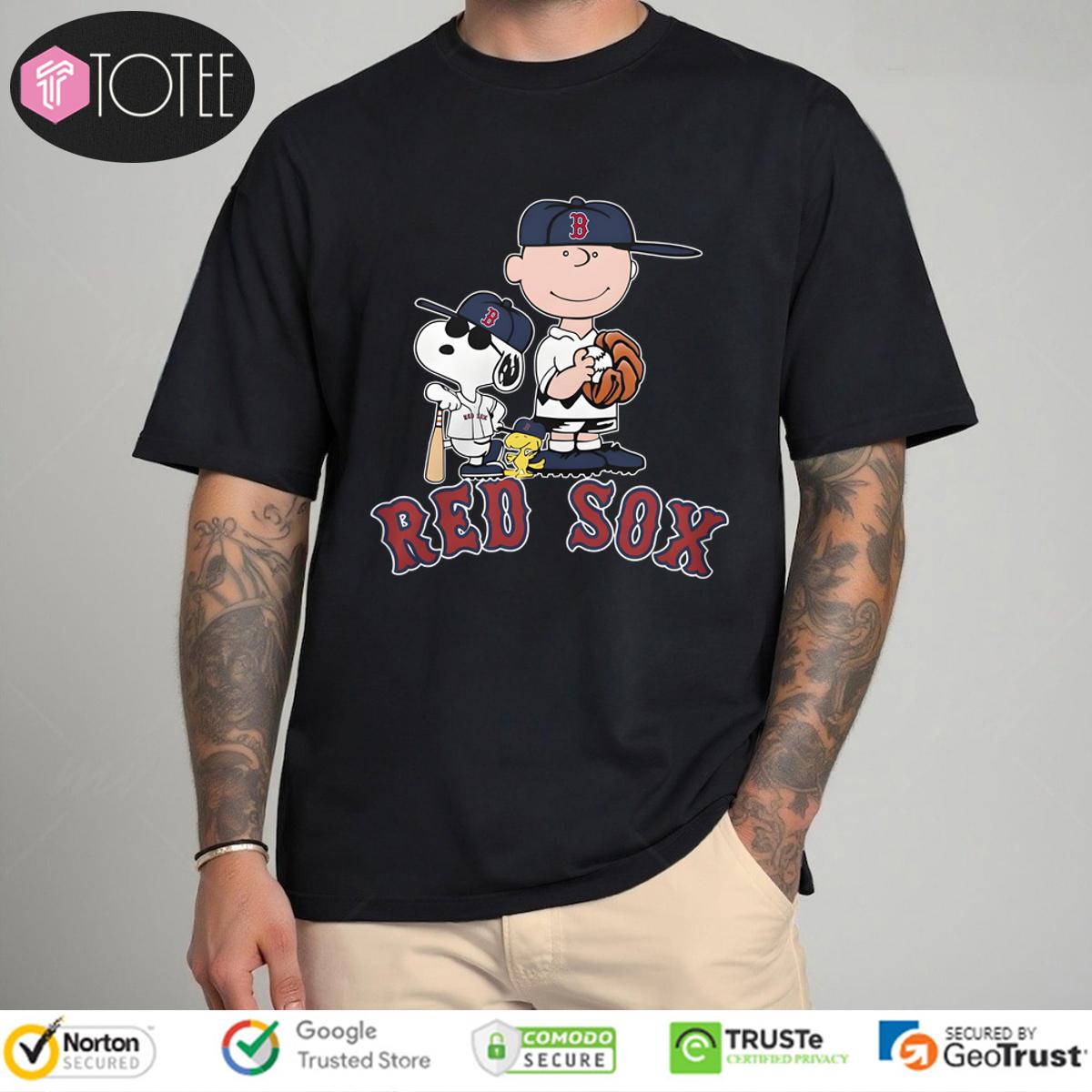 Snoopy Charlie Brown And Woodstock Boston Red Sox Baseball Shirt
