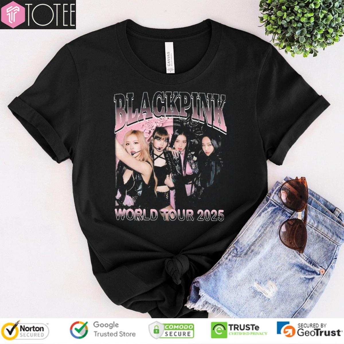Black Pink World Tour 2025 Concert Jisoo Jennie Lisa Rose Blink Bootleg T-shirt